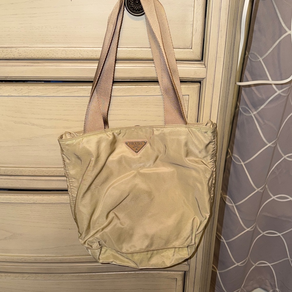 Authentic Prada Tan Nylon Tote Bag